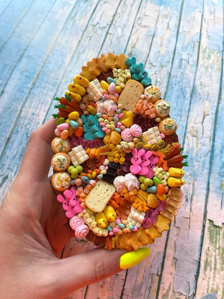Magnet Miniature Easter Charcuterie Board with Polymer Clay