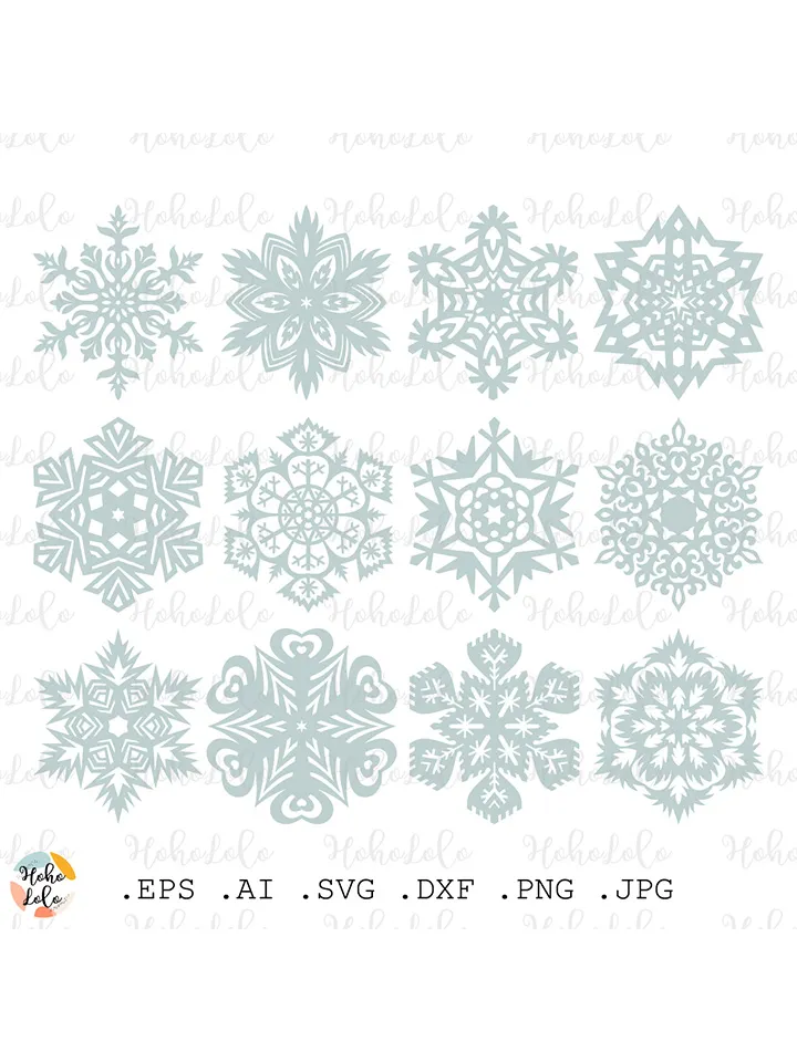 Snowflake Svg, Snowflake Silhouette, Snowflake Cricut, Snowflake Template Dxf, Snowflake Clipart Png