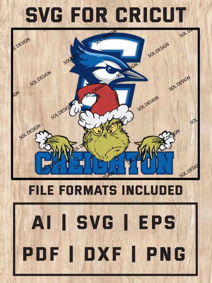Grinch Creighton Bluejays SVG, NCAA SVG Design, NCAA Creighton Bluejays SVG, NCAA Bluejays Cricut, Christmas Svg, Grinch svg, Digital Download