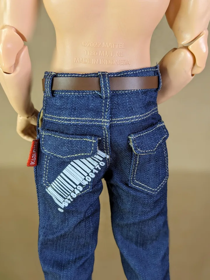 Navy jeans for 1/6 scale fashion male doll (muscular or action body)