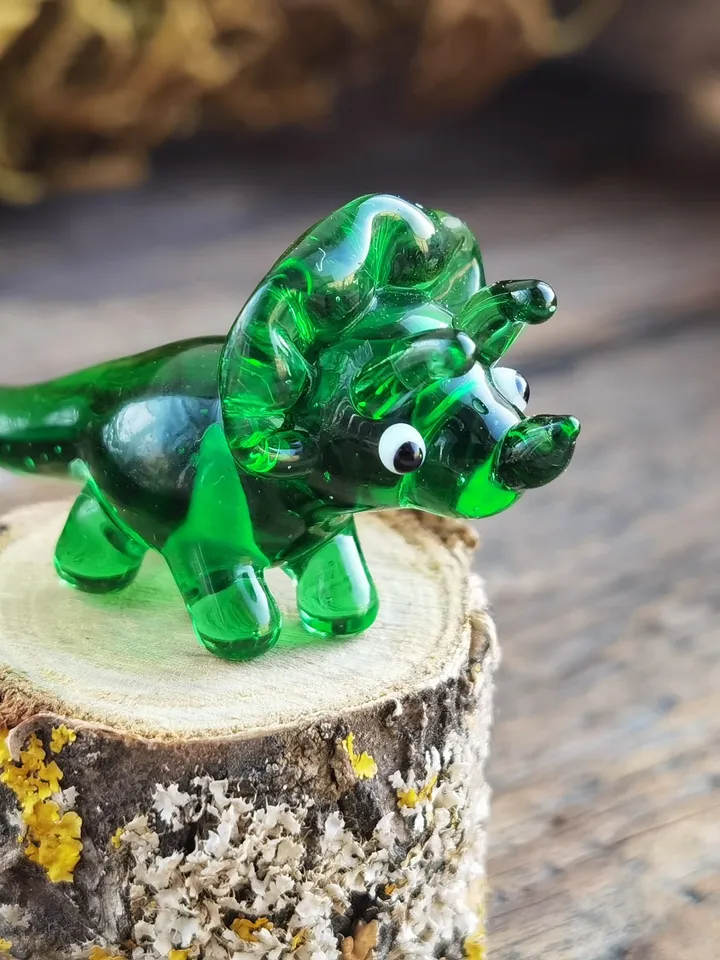 DINOSAUR ORNAMENTS Dinosaur figurine Glass dinosaur decor Miniature Dinosaur gift Dino figurine Glass figurines Tiny glass animals Terrarium