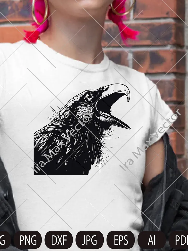 Raven svg, Crow head,Crow face,Raven head, Raven Silhouette dxf, Raven clipart, Crow svg, bird svg, Crow angry svg, raven angry