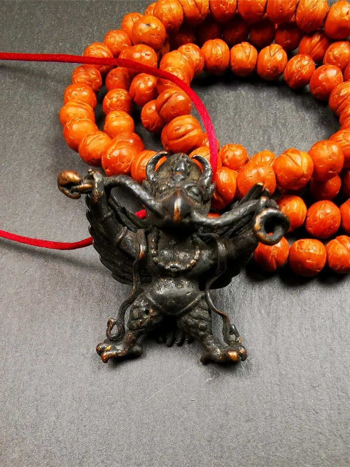 Gandhanra Antique Tibetan Buddhist Amulet Pendant,Garuda,Garula,Suparna,Golden-winged Bird,Made of Thokcha, 1.57"