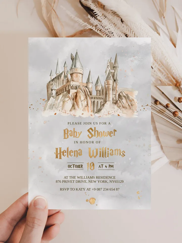 Magic School Baby Shower Invitation; Editable Wizard Baby Shower invitation; Magic School Baby Shower Printable Invitation