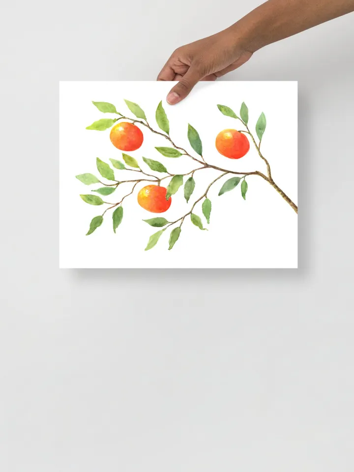 Orange Tree Art Print, Watercolor Painting, Citrus Tree, Kitchen Decor, Plant Wall Art, Fruit Art Print, Orange Tree, Vintage Fruit Trees