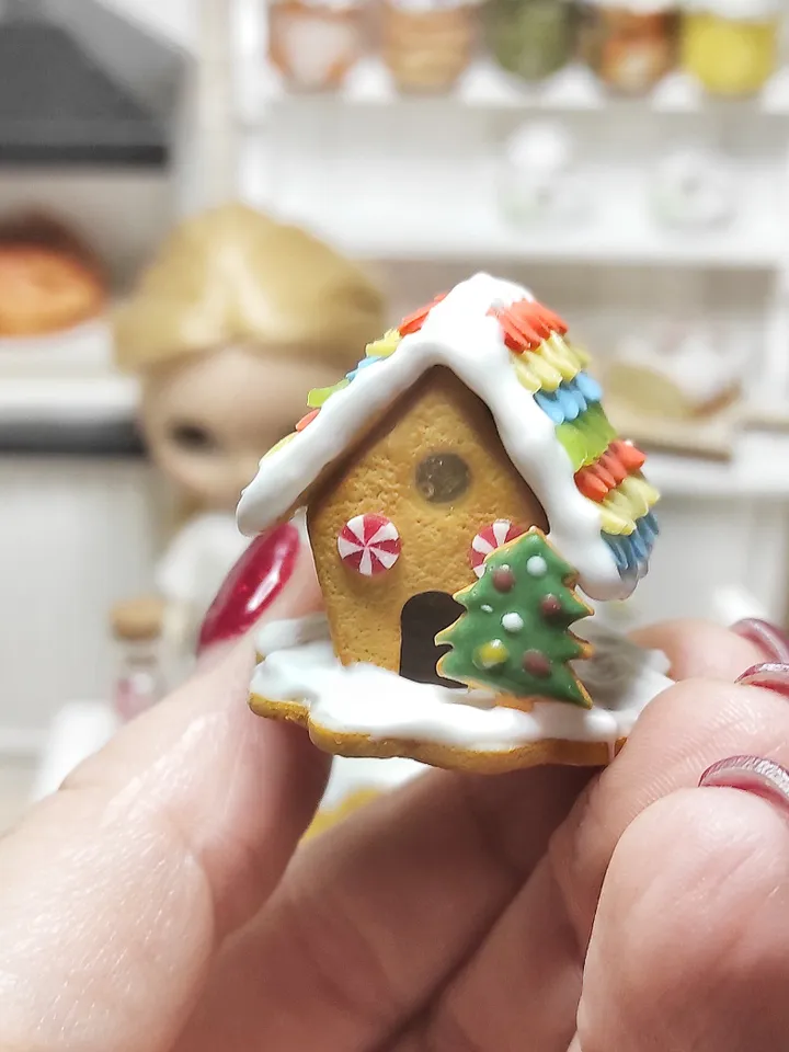 Realistic New Year miniature for dolls house - gingerbread house for dolls - food for dolls - realistic miniature