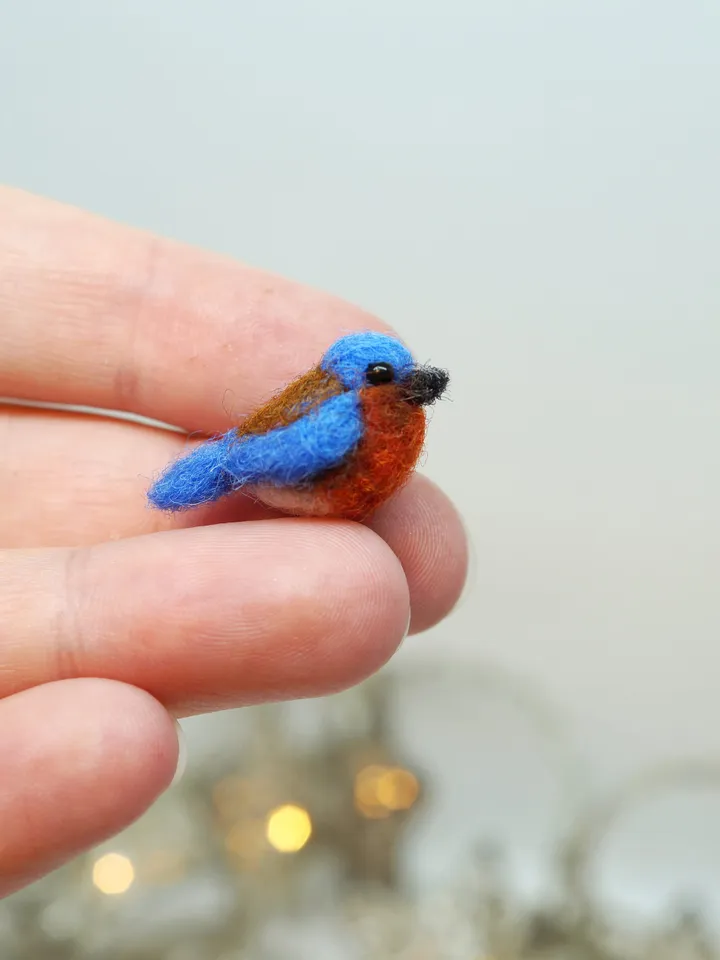 Tiny needle felted bluebird, miniature bird, made to order