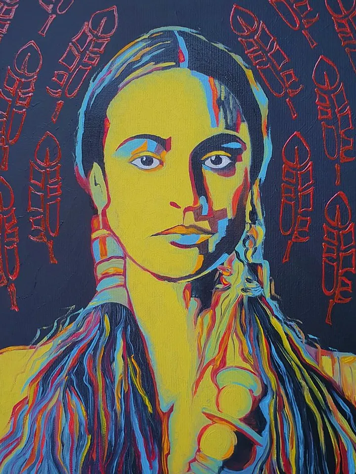 Native American Painting Woman Original Art Pocahontas Wall Art Portrait Artwork