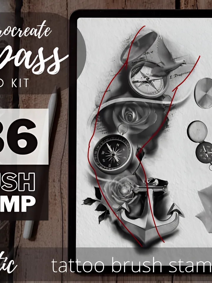 Procreate Compass Tattoo Brush Stamp