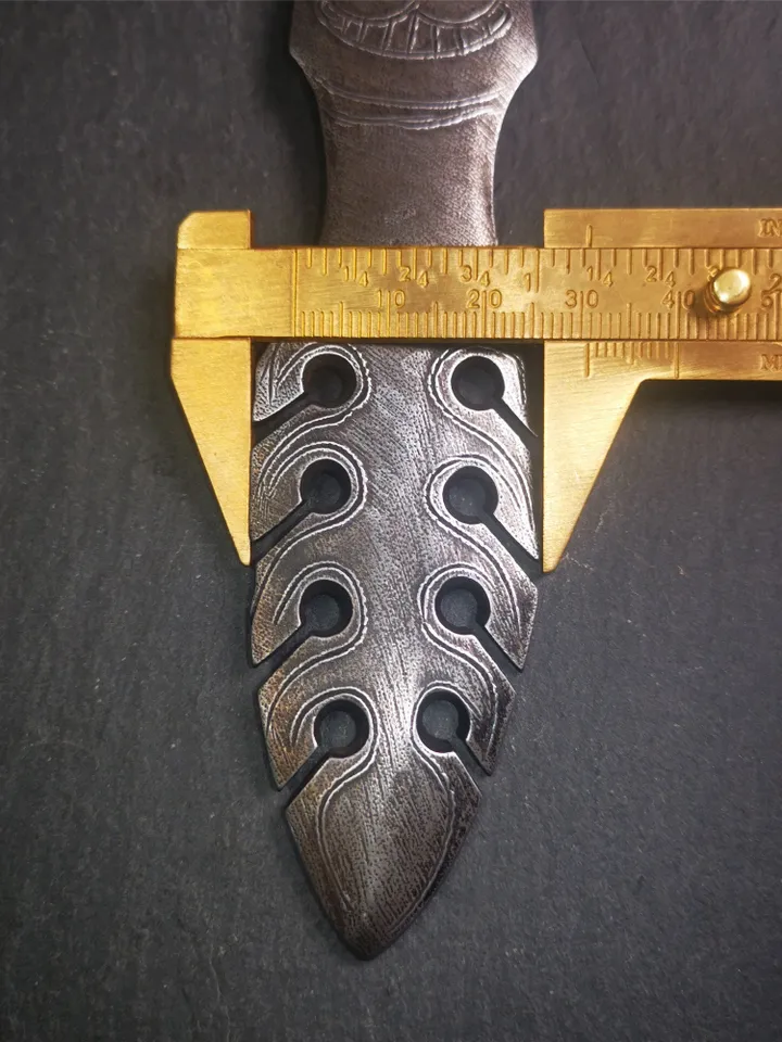 Gandhanra Handmade Tibetan Buddhist Ritual Implement - Dorje Phurba, Unique Manjusri Sword,Made of Cold Iron inlaid Copper, 12"