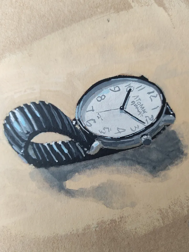 Wrist Watches. Original gouache painting.
