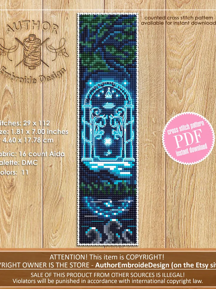 Fantasy bookmark cross stitch pattern download PDF Magic handmade bookmark digital, Wizarding world cross stitch, Fairy door embroidery #B88
