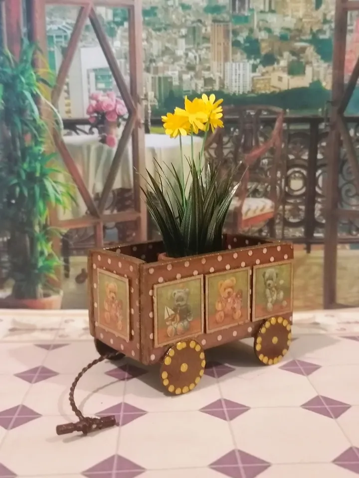 Trolley for dollhouse. Doll toy.1:12 scale.