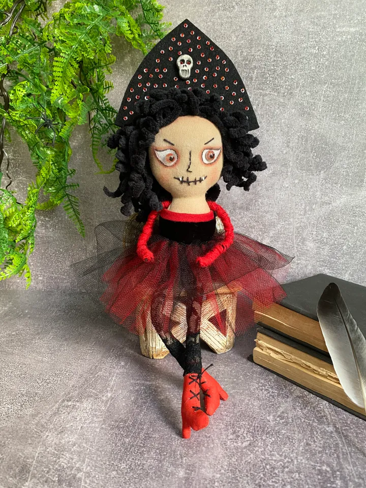 Vampire Textille Doll, Decoration Doll, Gothic Doll, Handmade, Halloween decor, Magic Gift