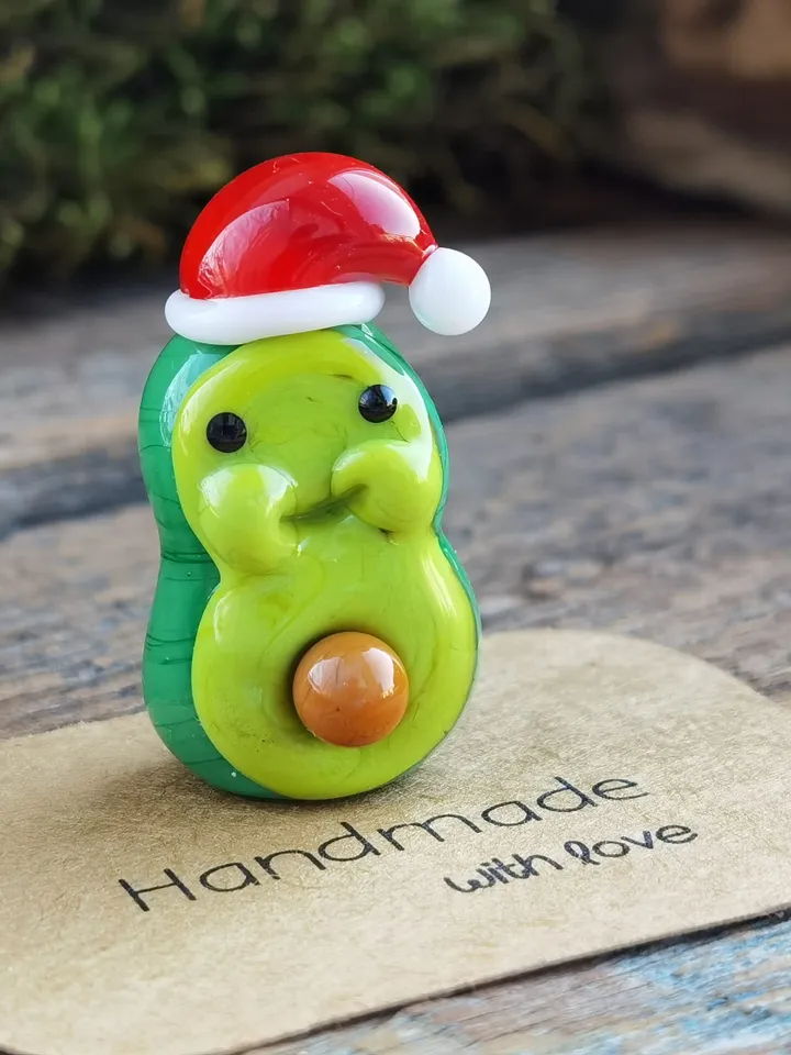 KAWAII AVOCADO figurine Miniature Avocado Glass Avocado beads Vegetable beads Miniature animals Vegatable ornament Decor Glass figurines