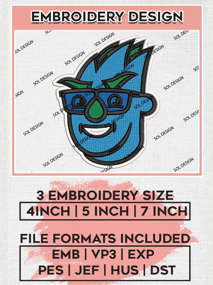 NCAA Islanders College Football Team Head Logo Embroidery Design Files, NCAA Texas A&M Corpus Christi Islanders Machine Embroidery, NCAA Teams, Game Day, 3 sizes, NCAA Machine embroidery designs, Digital Download