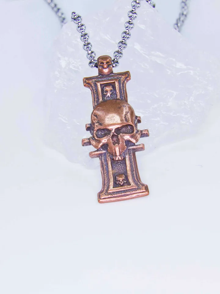 Pure Copper Inquisition Insignia Pendant with Skull
