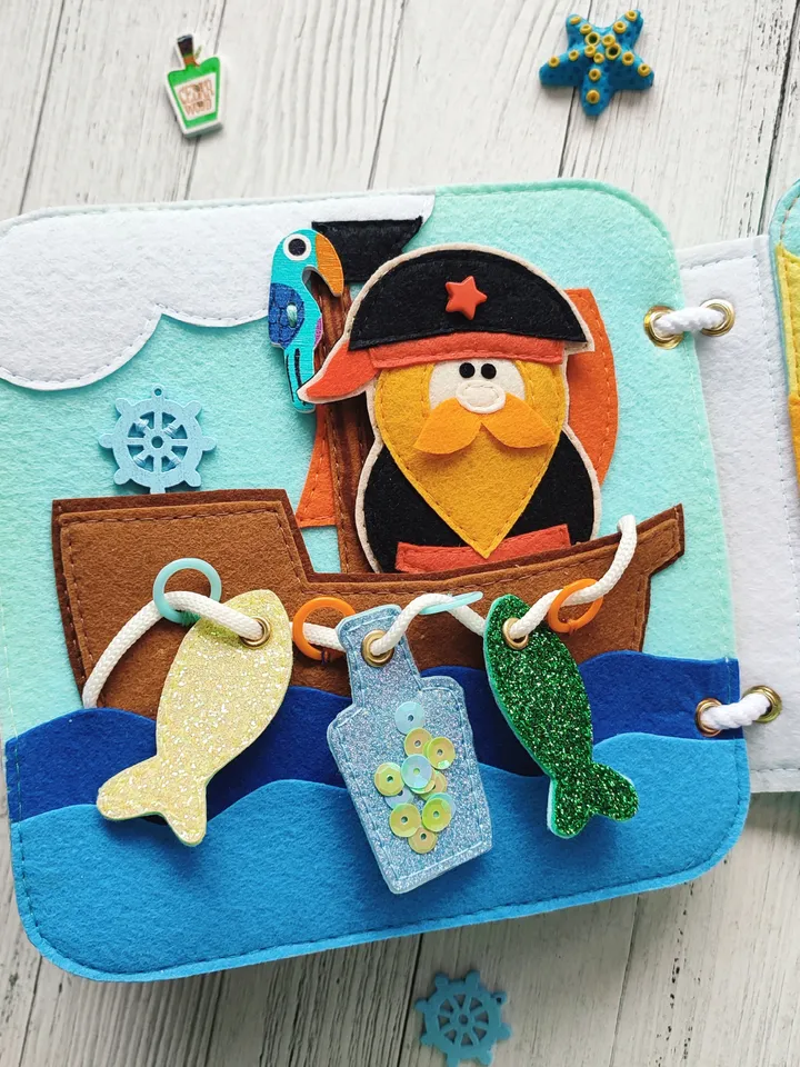 Pirate Quiet book toddler, Felt book baby, Montessori Busy book