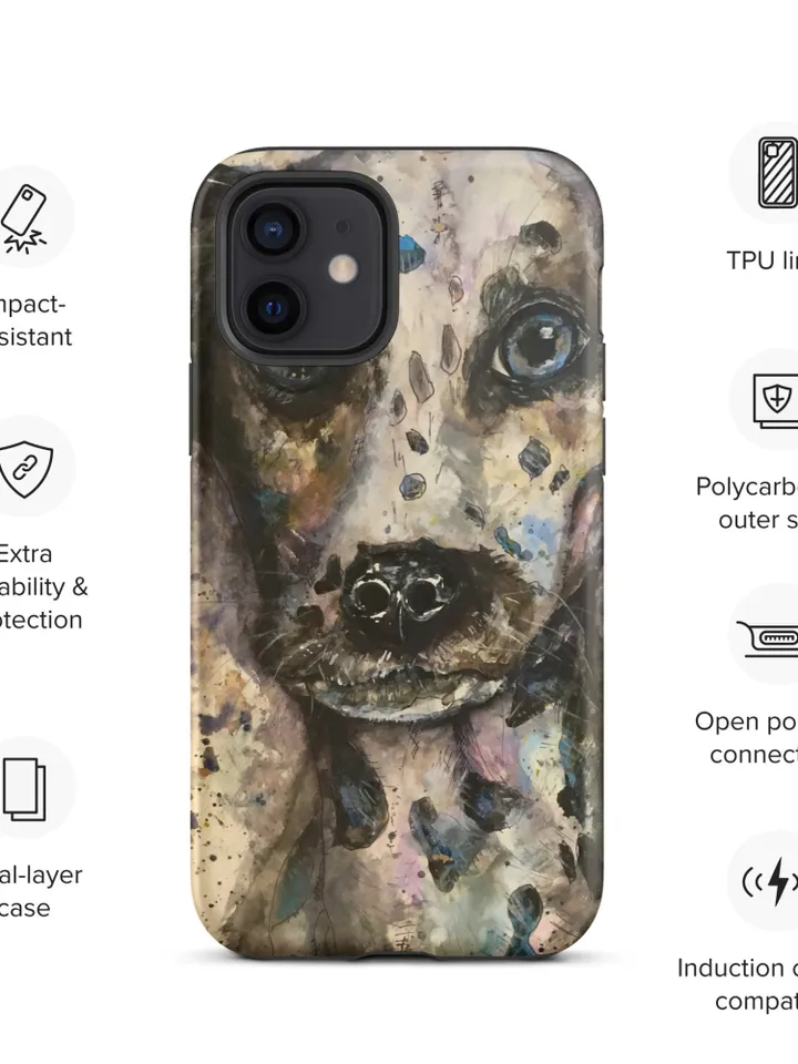 Dalmatiner Tough iPhone case made from my own watercolour mix media painting,unique gifts,dogs iphone cases.