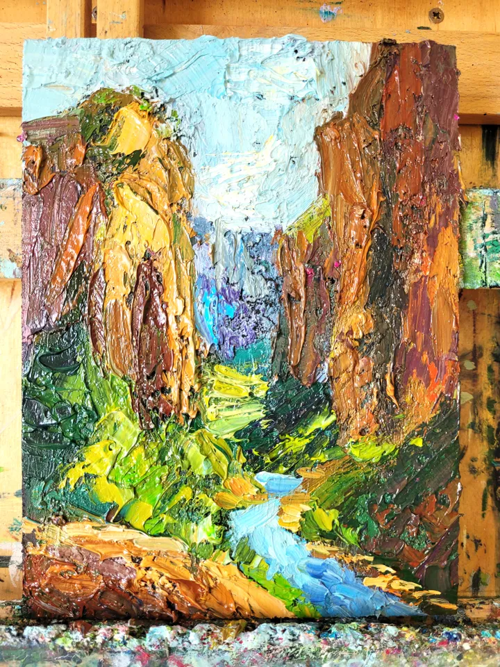Angels Landing Painting Zion Original Art Impasto Oil Painting 6x8 National Park Landscape Mountain Artwork Hiking Wall Art by ArtFromVictoria