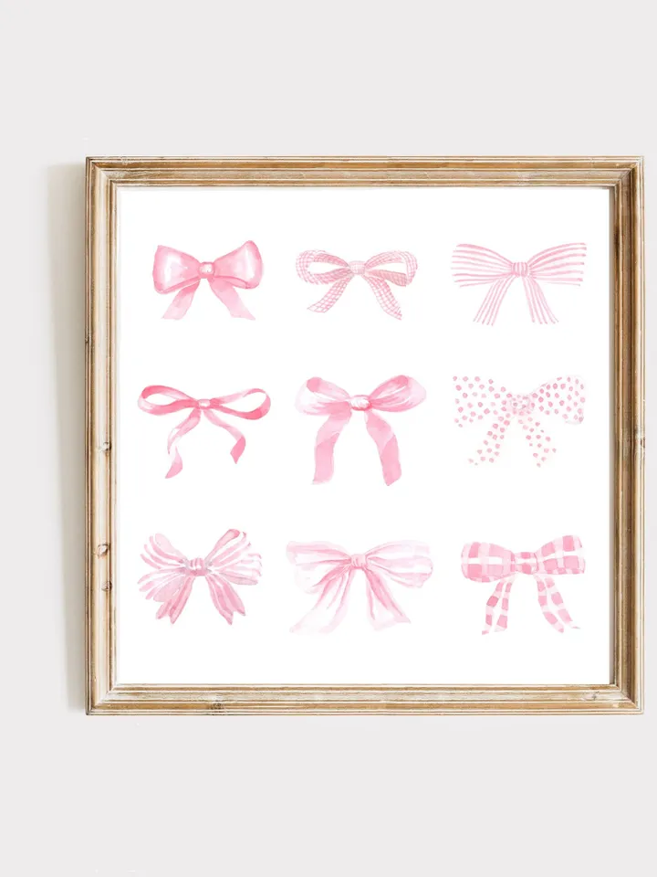Pink Bow Watercolor Painting, Light Soft Pastel, Baby Girl Print, Little Girl Nursery, Baby Bow Art, Pink Bow Print, Baby Girl Gift Art