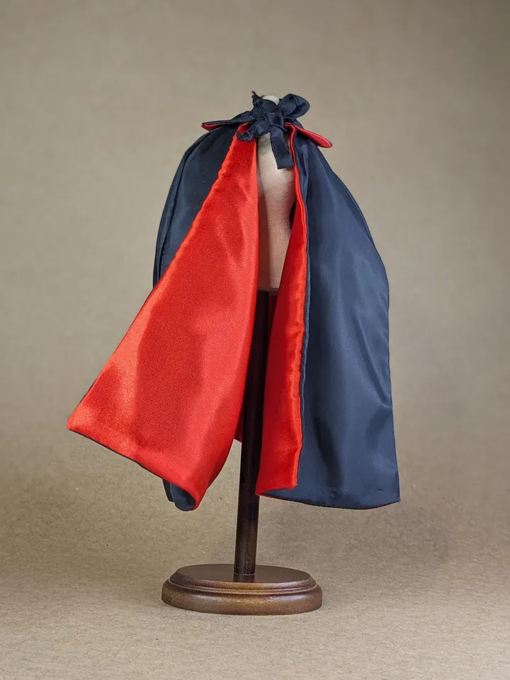 Handmade two-sided black & red Halloween Vampire cape for 12 inches fashion dolls