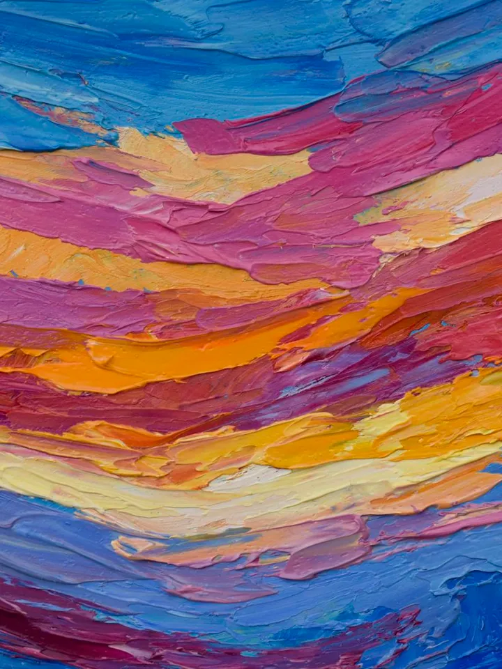 Hawaii Painting Coastal Original art 7 by 7 inches Seascape painting Colorful Sunset art