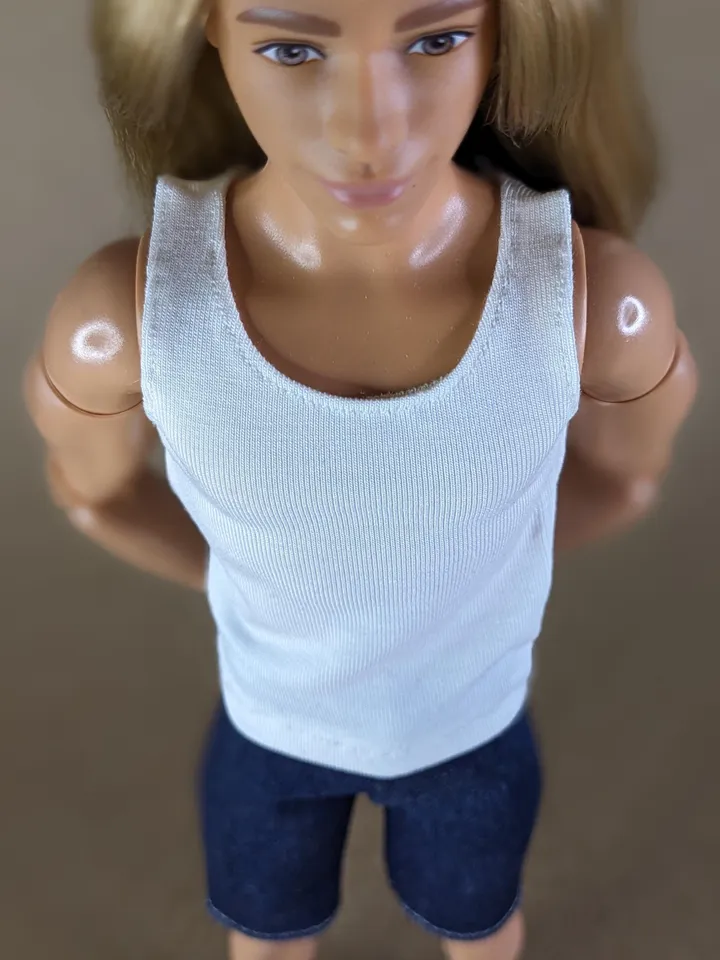 White tank top for 12-inch fashion male dolls