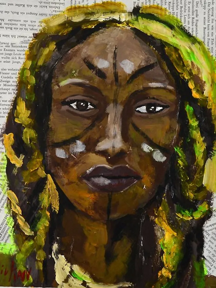 African American Woman Art African Girl Painting Portrait Wall Art