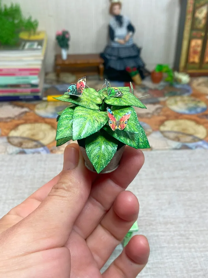 Flowers in a pot. 1:12. TUTORIAL. Dollhouse miniature.Flowers for a doll.