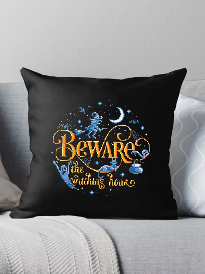 Halloween quotes cross stitch pattern download PDF, Witch cross stitch chart, Beware the witching hour, Halloween pattern digital PDF #H38
