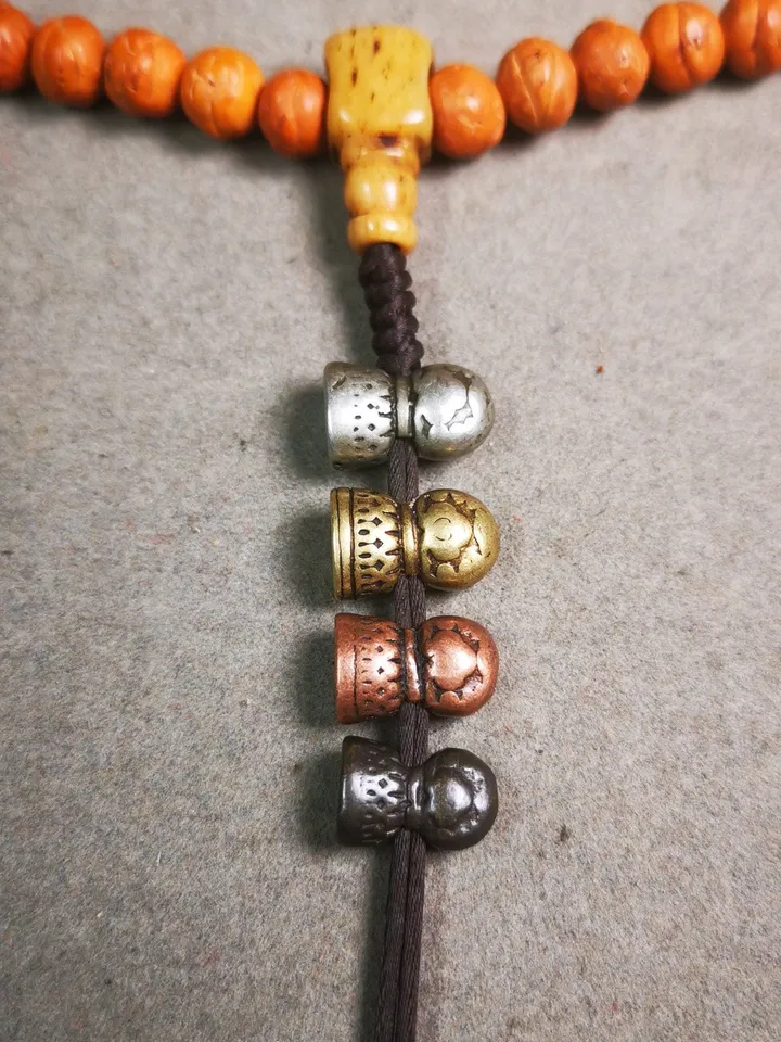 Gandhanra Handmade Tibetan Amulet,Stupa Pagoda Stamp Pendant Bead,Spacer Bead for Mala,Bag Hanging,Prayer Bead Accessories,0.5&quot; × 0.35&quot;