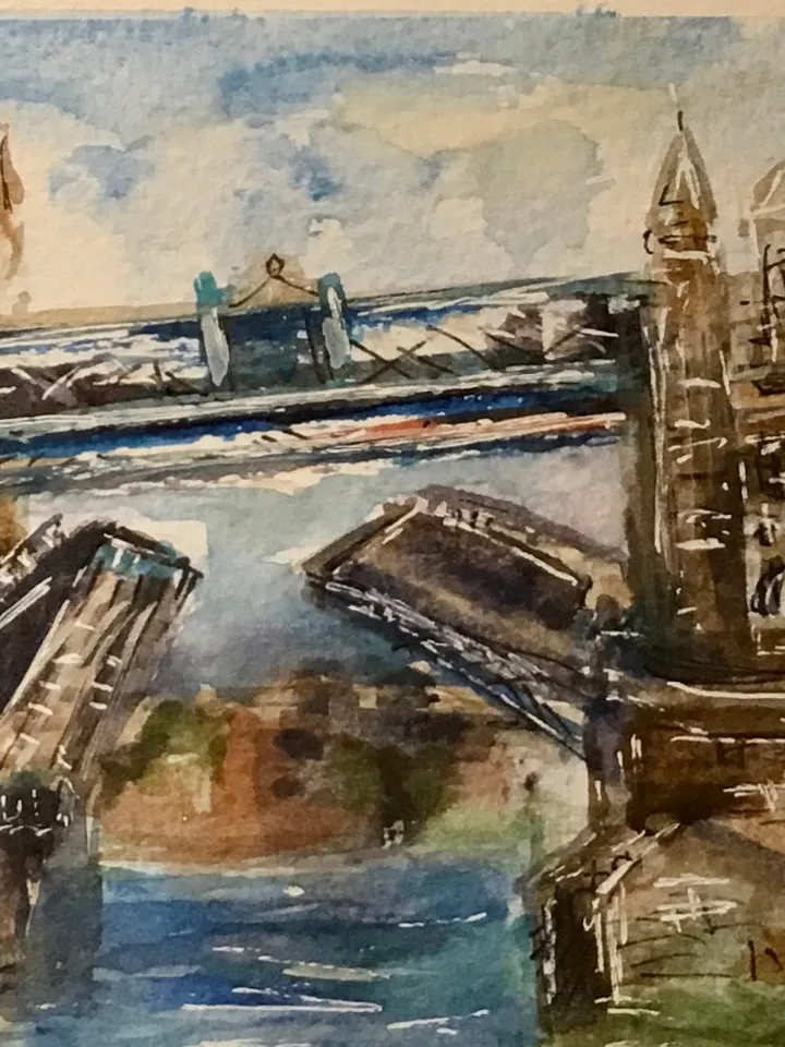 World bridges panoramic triptych - original watercolor paintings of New,York,London and Japanese bidges,cityscape paintings wall art,gifts.