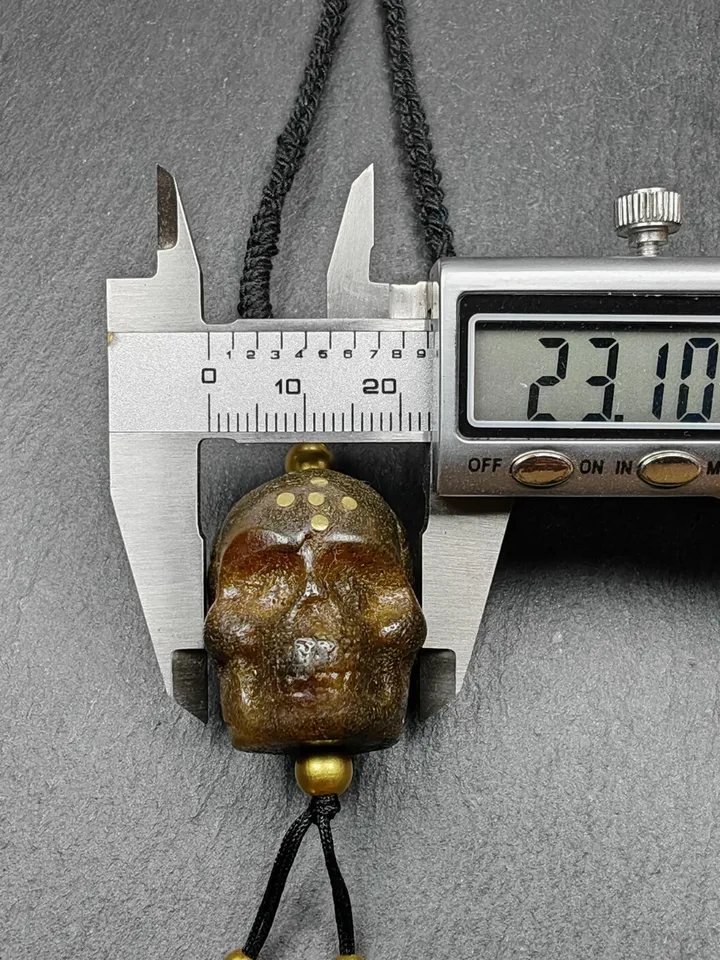 Gandhanra Vintage Tibetan Kapala Leg Bone Amulet,Unique Citipati Skull Charm