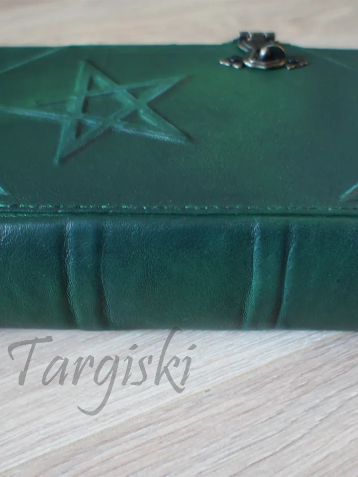 Green grimoire book of shadows journal with a pentagram