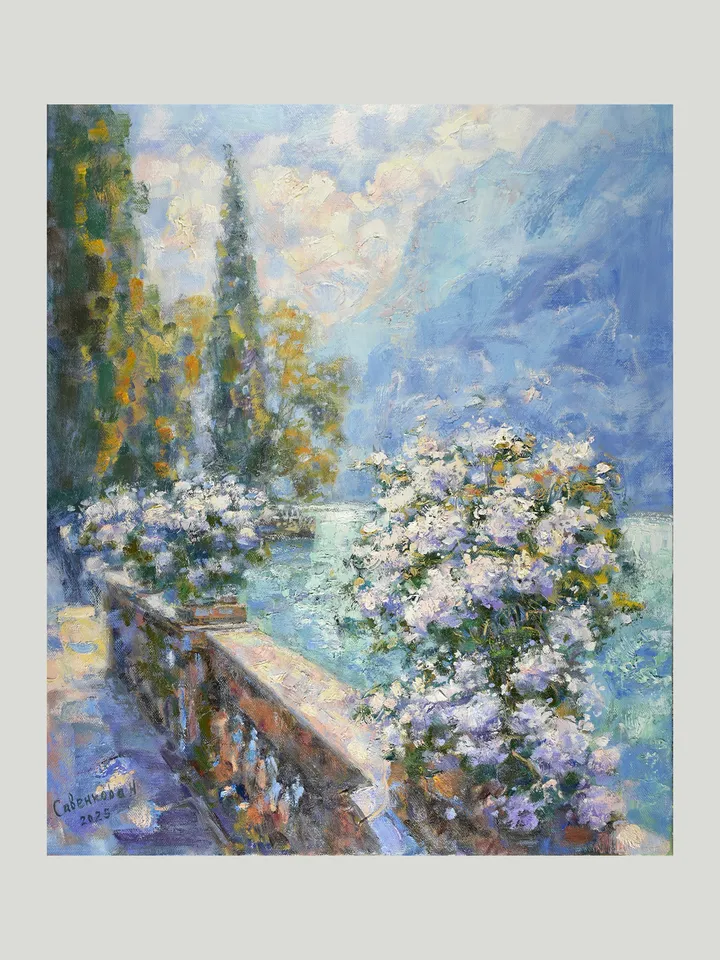 Italy Lake Garda Original Art Impressionism Canvas Impressionism