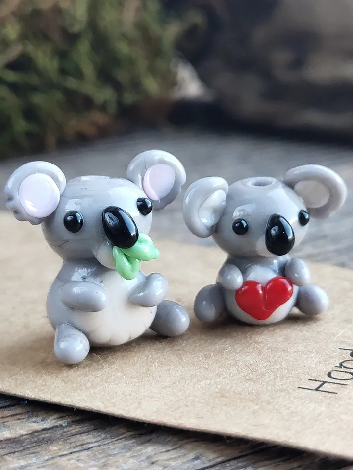 KOALA MINIATURE ANIMALS koala gifts I love you Koala figurine Koala ornament Koala Valentine Glass Koala Zen garden Terrarium figurine