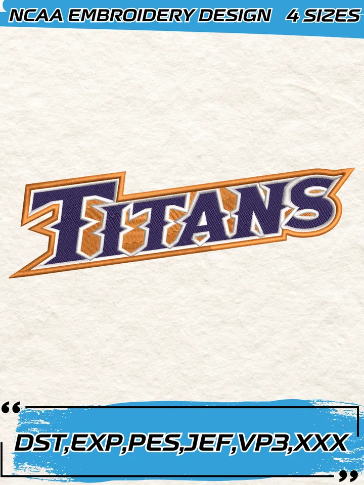 Cal State Fullerton Titans Embroidery Designs,NCAA Logo Embroidery Design,Machine Embroidery Design File,4 Sizes, Digital Download