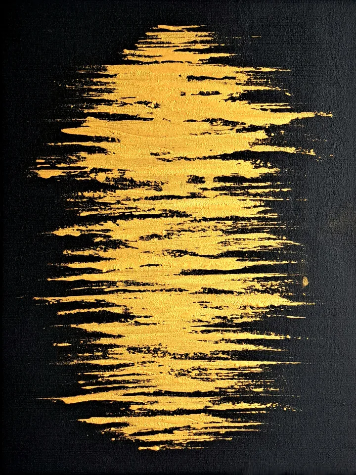 "El Dorado" interior painting black with gold on canvas abstract art modern art
