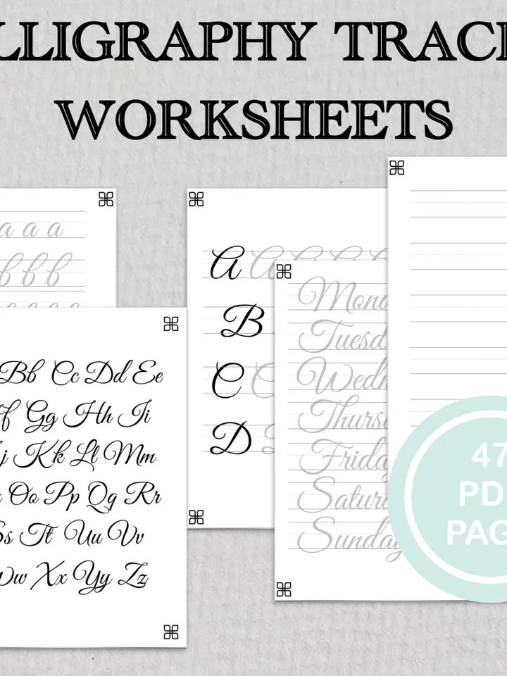 CALLIGRAPHY LETTERS TRACING, handwriting letters, calligraphy for beginners, calligraphy printable, calligraphy sheets.