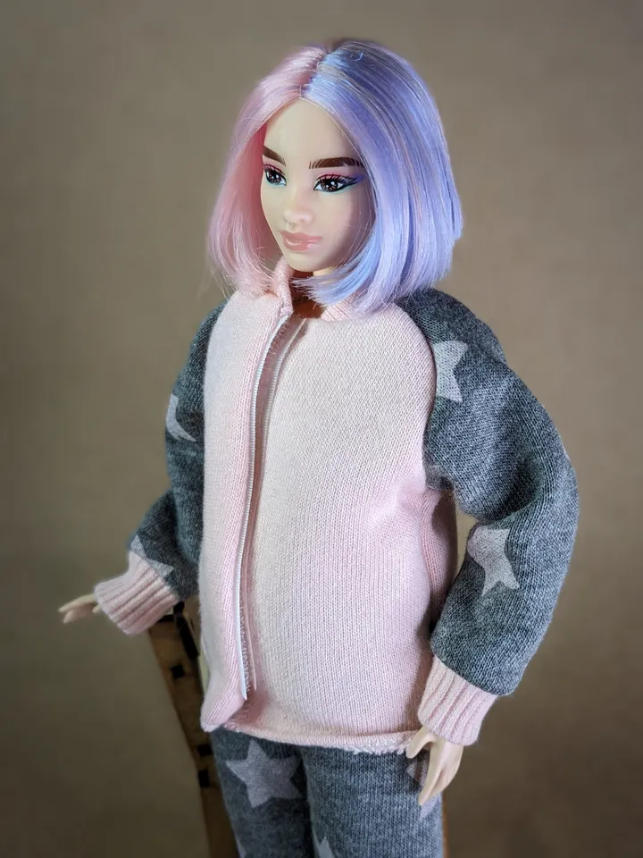 Handmade gray & pink sport set for 1/6 scale (11.5 Inch) girl doll