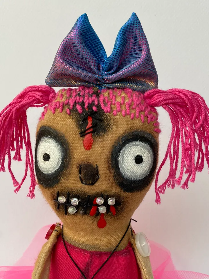 Pink Gothic doll . Halloween doll . Cute Creepy doll .