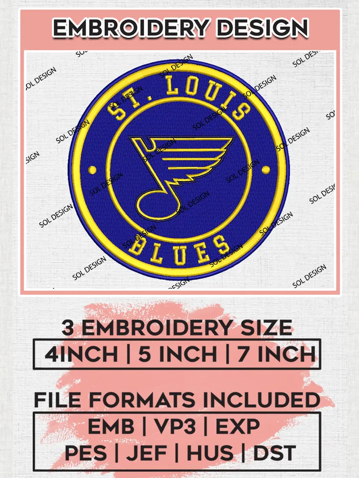 St. Louis Blues Circle Logo Machine Embroidery Files, NHL St. Louis Blues Embroidery Designs, NHL Blues Logo, NHL Embroidery Designs, Digital Download
