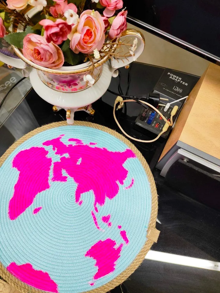 Set of 2Round Rugs,Planet Earth,World Map,space children's room,Table Stand,placemat,earth day gift,space decor,dresser decor,gift,mug rug