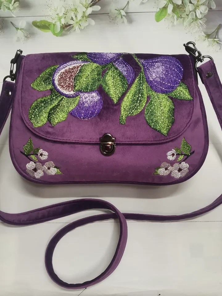Embroidery of fig fruits and leaves will ideally complement images and accessories in oriental style