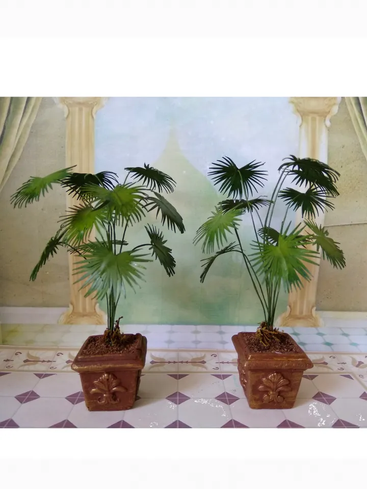 Palm tree in a pot.Miniature Dollhouse.1:12 scale.
