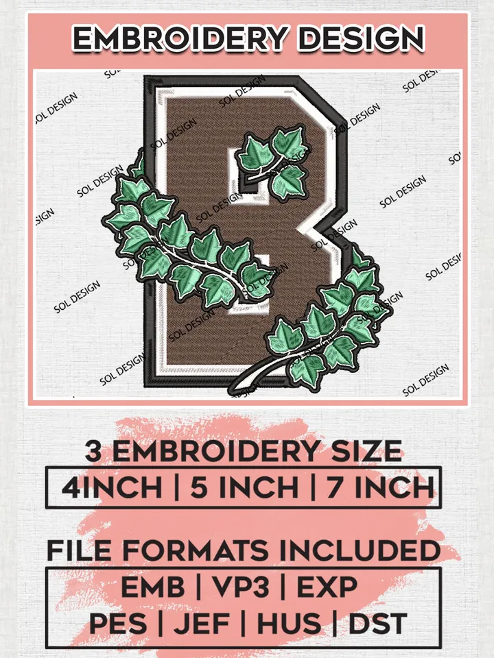 Brown Bears NCAA Team Logo Embroidery Design Files, NCAA Brown Bears Machine Embroidery, NCAA Teams, Game Day, 3 sizes, NCAA Machine embroidery designs, Digital Download