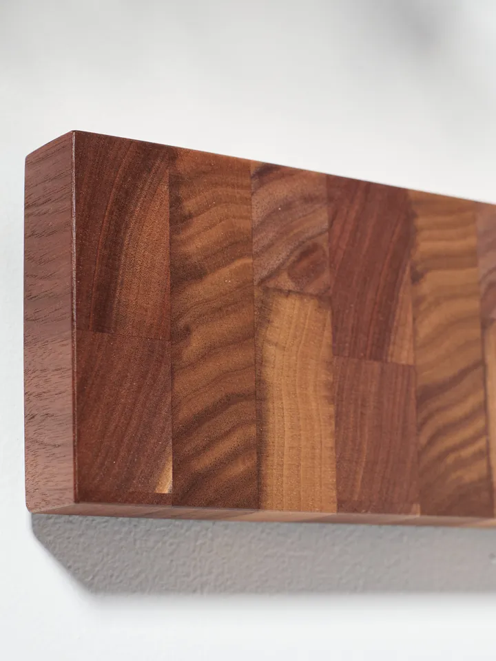 Wall Mounted Magnetic Knife Holder Made from Upcycled End Grain Walnut