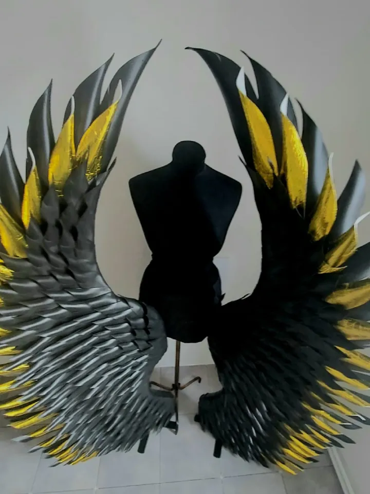 Giant wings black and gold background angel wings wedding backdrop outdoor party decor baby shower decoration, art wings