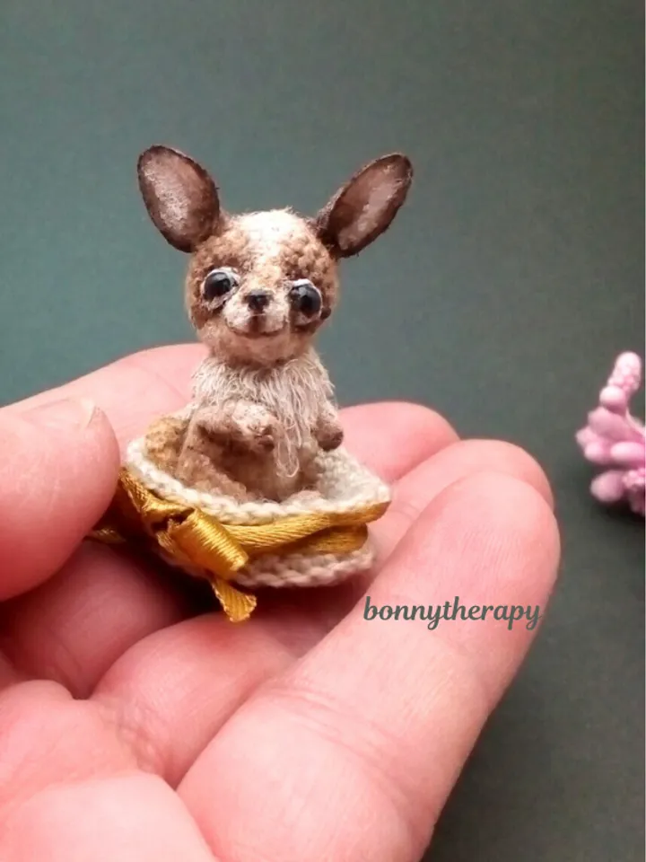Miniature stuffed dog 1.18 inch, tiny chihuahua